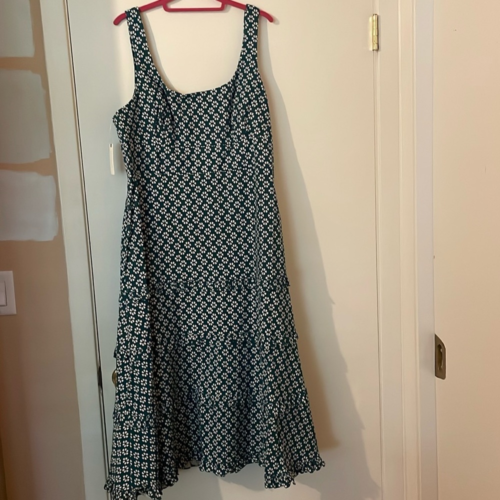 Anthropologie Navy and White Floral Midi Dress